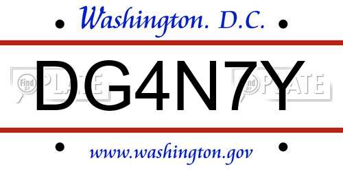 DG4N7Y District Of Columbia License Plate