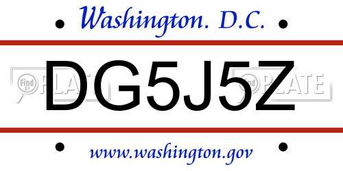 DG5J5Z District Of Columbia License Plate