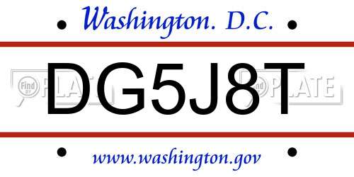 DG5J8T District Of Columbia License Plate