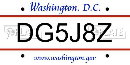 DG5J8Z District Of Columbia License Plate