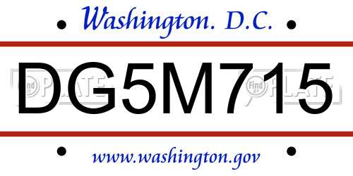 DG5M715 District Of Columbia License Plate