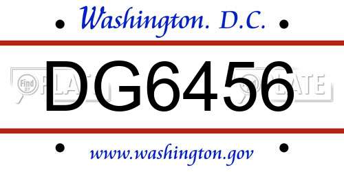 DG6456 District Of Columbia License Plate