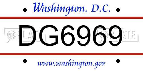 DG6969 District Of Columbia License Plate