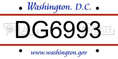 DG6993 District Of Columbia License Plate