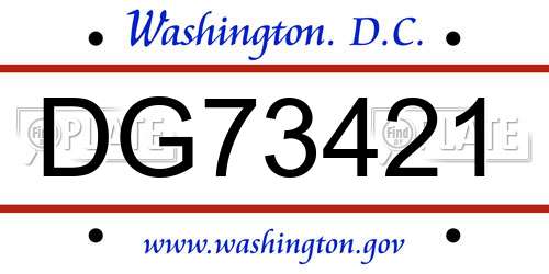 DG73421 District Of Columbia License Plate