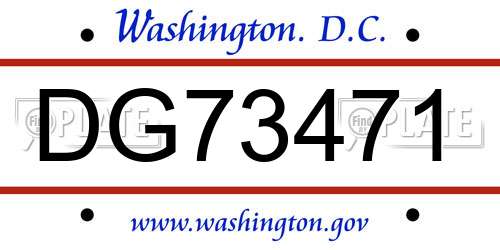 DG73471 District Of Columbia License Plate