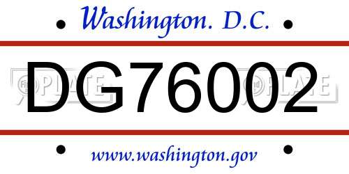DG76002 District Of Columbia License Plate