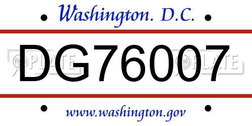 DG76007 District Of Columbia License Plate