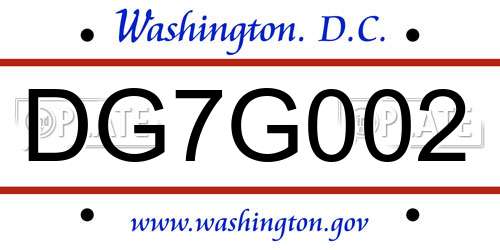 DG7G002 District Of Columbia License Plate