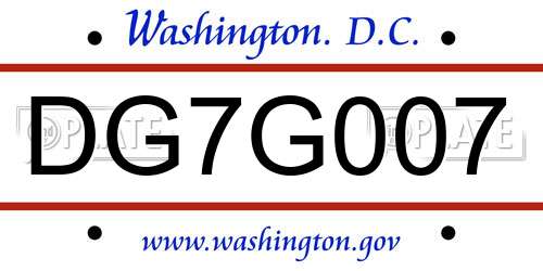 DG7G007 District Of Columbia License Plate