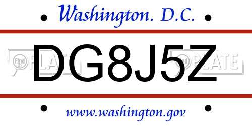 DG8J5Z District Of Columbia License Plate
