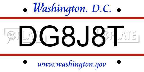 DG8J8T District Of Columbia License Plate