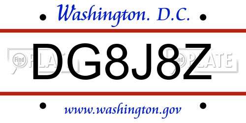 DG8J8Z District Of Columbia License Plate