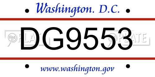 DG9553 District Of Columbia License Plate
