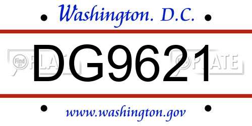 DG9621 District Of Columbia License Plate