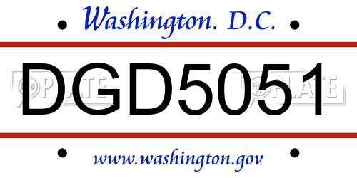 DGD5051 District Of Columbia License Plate