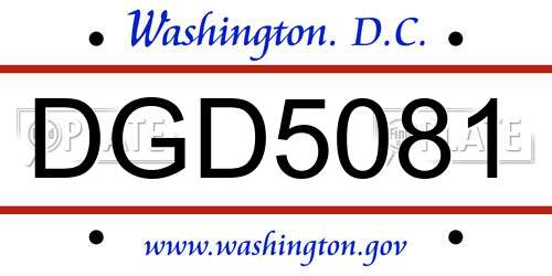 DGD5081 District Of Columbia License Plate