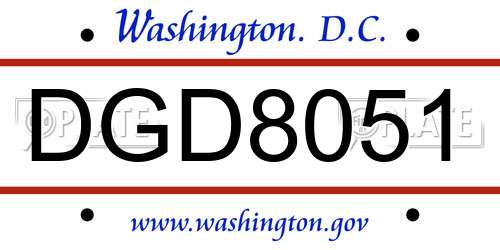 DGD8051 District Of Columbia License Plate