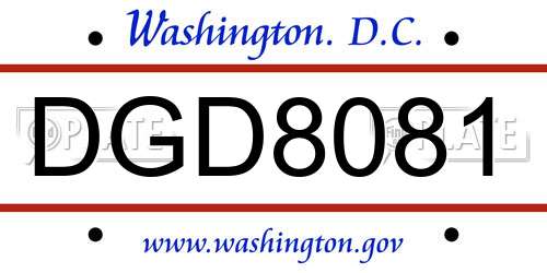 DGD8081 District Of Columbia License Plate