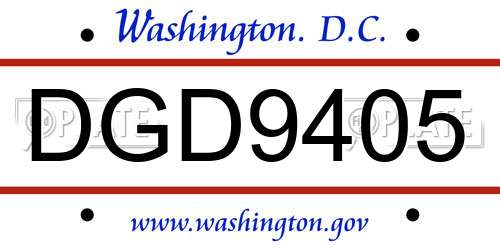DGD9405 District Of Columbia License Plate