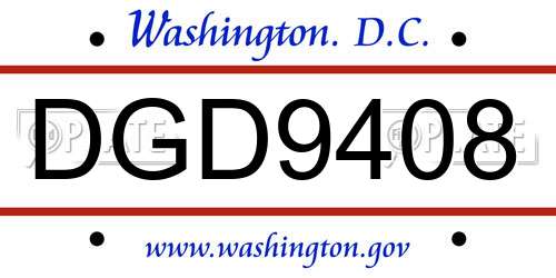 DGD9408 District Of Columbia License Plate