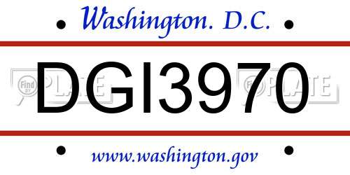 DGI3970 District Of Columbia License Plate