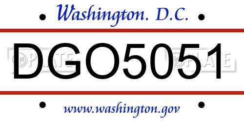 DGO5051 District Of Columbia License Plate