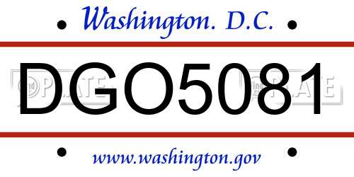 DGO5081 District Of Columbia License Plate