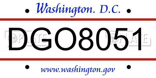 DGO8051 District Of Columbia License Plate