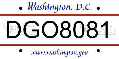 DGO8081 District Of Columbia License Plate