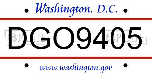 DGO9405 District Of Columbia License Plate