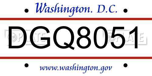 DGQ8051 District Of Columbia License Plate