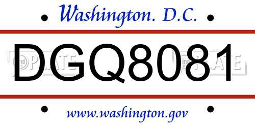 DGQ8081 District Of Columbia License Plate