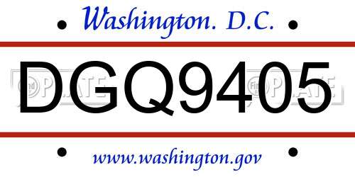 DGQ9405 District Of Columbia License Plate