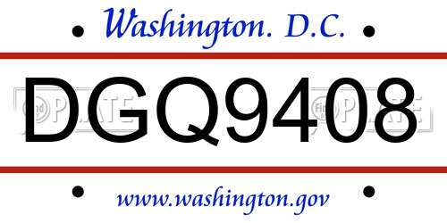 DGQ9408 District Of Columbia License Plate