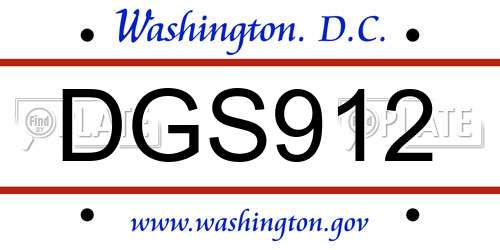 DGS912 District Of Columbia License Plate