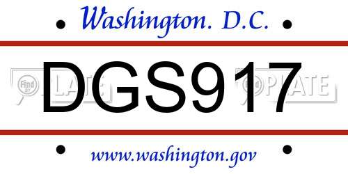 DGS917 District Of Columbia License Plate