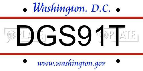 DGS91T District Of Columbia License Plate