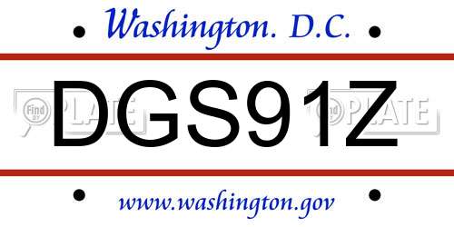 DGS91Z District Of Columbia License Plate