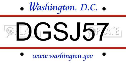 DGSJ57 District Of Columbia License Plate