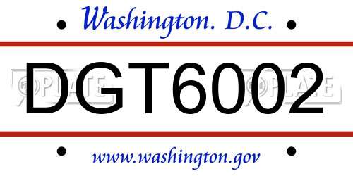 DGT6002 District Of Columbia License Plate