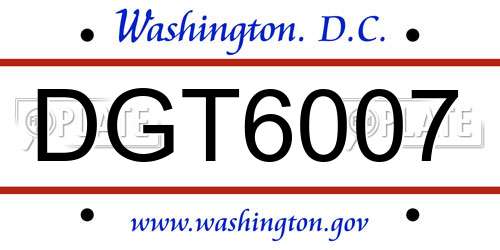 DGT6007 District Of Columbia License Plate