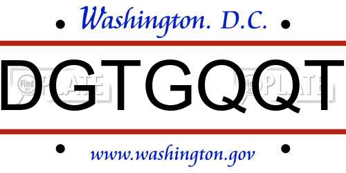 DGTGQQT District Of Columbia License Plate
