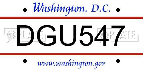 DGU547 District Of Columbia License Plate