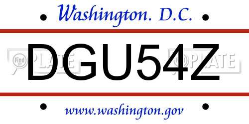 DGU54Z District Of Columbia License Plate