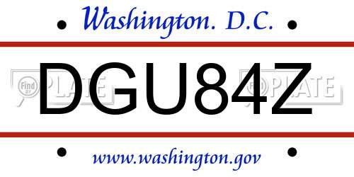 DGU84Z District Of Columbia License Plate