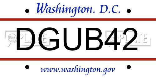 DGUB42 District Of Columbia License Plate
