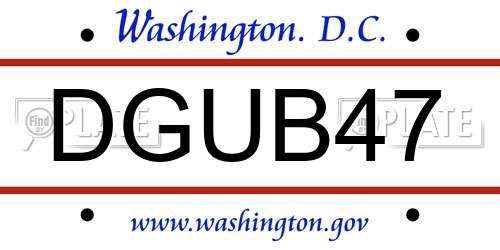 DGUB47 District Of Columbia License Plate