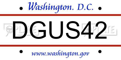 DGUS42 District Of Columbia License Plate