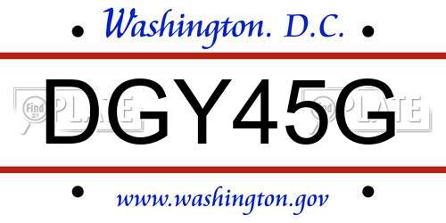 DGY45G District Of Columbia License Plate